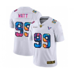 Men's Houston Texans #99 J.J. Watt White Multi-Color 2020 Football Crucial Catch Limited Football Jersey