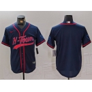 Men's Houston Texans Blank Navy With Patch Cool Base Stitched Baseball Jersey