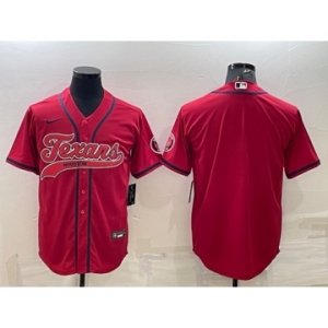 Men's Houston Texans Blank Red With Patch Cool Base Stitched Baseball Jersey