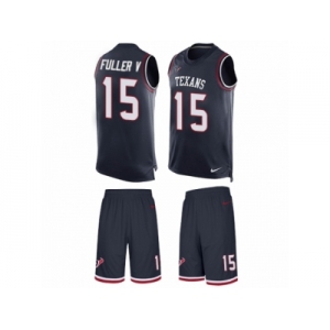 Men's Nike Houston Texans #15 Will Fuller V Limited Navy Blue Tank Top Suit NFL Jersey