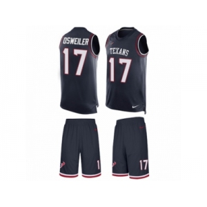 Men's Nike Houston Texans #17 Brock Osweiler Limited Navy Blue Tank Top Suit NFL Jersey