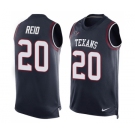 Men's Nike Houston Texans #20 Justin Reid Limited Navy Blue Player Name & Number Tank Top NFL Jersey