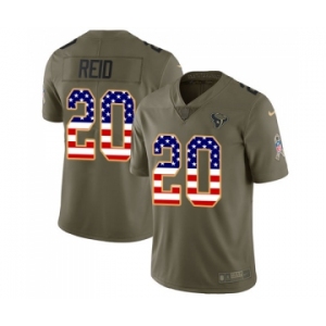 Men's Nike Houston Texans #20 Justin Reid Limited Olive USA Flag 2017 Salute to Service NFL Jersey