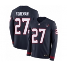 Men's Nike Houston Texans #27 D'Onta Foreman Limited Navy Blue Therma Long Sleeve NFL Jersey