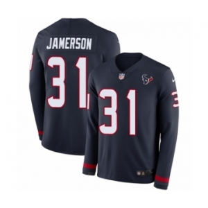 Men's Nike Houston Texans #31 Natrell Jamerson Limited Navy Blue Therma Long Sleeve NFL Jersey