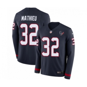 Men's Nike Houston Texans #32 Tyrann Mathieu Limited Navy Blue Therma Long Sleeve NFL Jersey