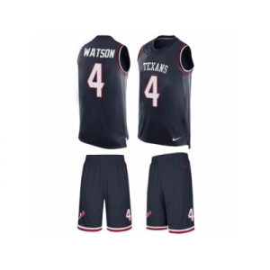 Men's Nike Houston Texans #4 Deshaun Watson Limited Navy Blue Tank Top Suit NFL Jersey