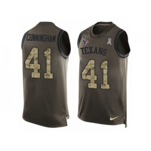 Men's Nike Houston Texans #41 Zach Cunningham Limited Green Salute to Service Tank Top NFL Jersey