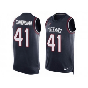 Men's Nike Houston Texans #41 Zach Cunningham Limited Navy Blue Player Name & Number Tank Top NFL Jersey