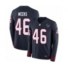 Men's Nike Houston Texans #46 Jon Weeks Limited Navy Blue Therma Long Sleeve NFL Jersey