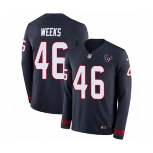 Men's Nike Houston Texans #46 Jon Weeks Limited Navy Blue Therma Long Sleeve NFL Jersey