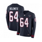 Men's Nike Houston Texans #64 Senio Kelemete Limited Navy Blue Therma Long Sleeve NFL Jersey