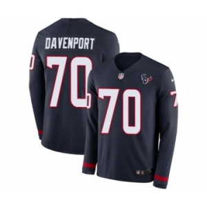 Men's Nike Houston Texans #70 Julien Davenport Limited Navy Blue Therma Long Sleeve NFL Jersey