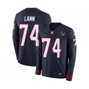 Men's Nike Houston Texans #74 Kendall Lamm Limited Navy Blue Therma Long Sleeve NFL Jersey