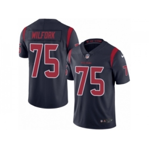 Men's Nike Houston Texans #75 Vince Wilfork Limited Navy Blue Rush NFL Jersey