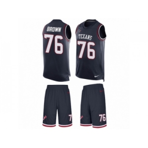 Men's Nike Houston Texans #76 Duane Brown Limited Navy Blue Tank Top Suit NFL Jersey