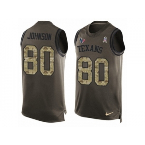 Men's Nike Houston Texans #80 Andre Johnson Limited Green Salute to Service Tank Top NFL Jersey