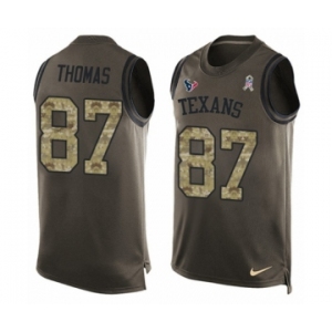 Men's Nike Houston Texans #87 Demaryius Thomas Limited Green Salute to Service Tank Top NFL Jersey