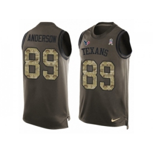 Men's Nike Houston Texans #89 Stephen Anderson Limited Green Salute to Service Tank Top NFL Jersey