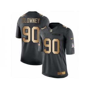 Men's Nike Houston Texans #90 Jadeveon Clowney Limited Black Gold Salute to Service NFL Jersey