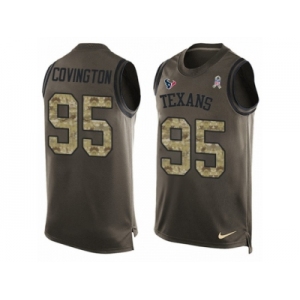 Men's Nike Houston Texans #95 Christian Covington Limited Green Salute to Service Tank Top NFL Jersey