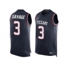 Nike Houston Texans #3 Tom Savage Navy Blue Team Color Men's Stitched NFL Limited Tank Top Jersey