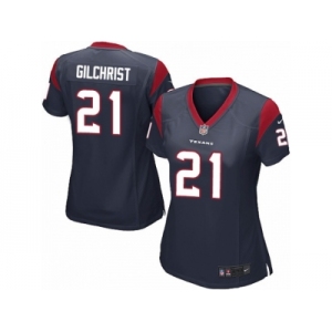 Women Nike Houston Texans #21 Marcus Gilchrist Game Navy Blue Team Color NFL Jersey