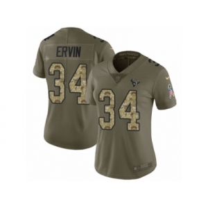 Women Nike Houston Texans #34 Tyler Ervin Limited Olive Camo 2017 Salute to Service NFL Jersey