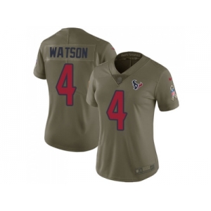 Women Nike Houston Texans #4 Deshaun Watson Olive Stitched NFL Limited 2017 Salute to Service Jersey