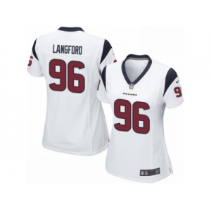 Women Nike Houston Texans #96 Kendall Langford Game White NFL Jersey