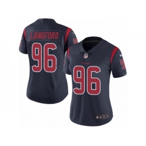 Women Nike Houston Texans #96 Kendall Langford Limited Navy Blue Rush Vapor Untouchable NFL Jersey