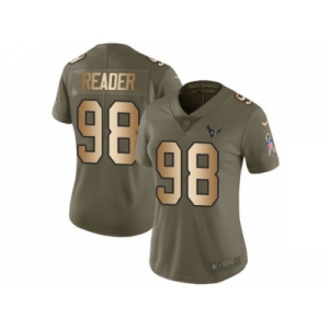 Women Nike Houston Texans #98 D.J. Reader Limited Olive Gold 2017 Salute to Service NFL Jersey