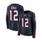 Women's Houston Texans #12 Kenny Stills Limited Navy Blue Therma Long Sleeve Football Jersey