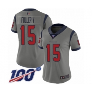 Women's Houston Texans #15 Will Fuller V Limited Gray Inverted Legend 100th Season Football Jersey