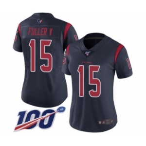 Women's Houston Texans #15 Will Fuller V Limited Navy Blue Rush Vapor Untouchable 100th Season Football Jersey