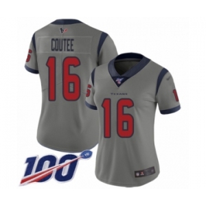 Women's Houston Texans #16 Keke Coutee Limited Gray Inverted Legend 100th Season Football Jersey