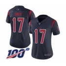 Women's Houston Texans #17 Vyncint Smith Limited Navy Blue Rush Vapor Untouchable 100th Season Football Jersey