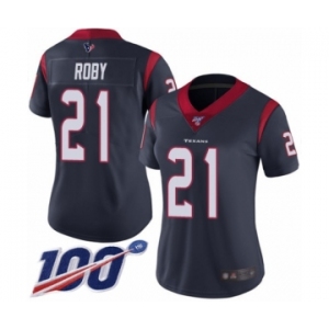 Women's Houston Texans #21 Bradley Roby Navy Blue Team Color Vapor Untouchable Limited Player 100th Season Football Jersey