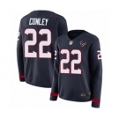 Women's Houston Texans #22 Gareon Conley Limited Navy Blue Therma Long Sleeve Football Jersey