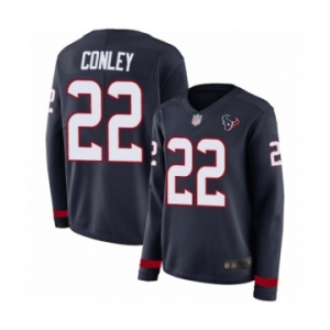 Women's Houston Texans #22 Gareon Conley Limited Navy Blue Therma Long Sleeve Football Jersey