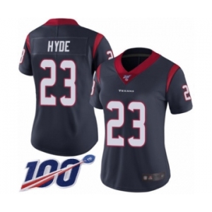 Women's Houston Texans #23 Carlos Hyde Navy Blue Team Color Vapor Untouchable Limited Player 100th Season Football Jersey