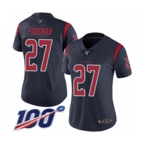 Women's Houston Texans #27 D'Onta Foreman Limited Navy Blue Rush Vapor Untouchable 100th Season Football Jersey