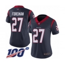 Women's Houston Texans #27 D'Onta Foreman Navy Blue Team Color Vapor Untouchable Limited Player 100th Season Football Jersey