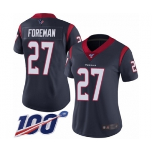 Women's Houston Texans #27 D'Onta Foreman Navy Blue Team Color Vapor Untouchable Limited Player 100th Season Football Jersey