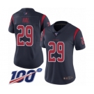 Women's Houston Texans #29 Andre Hal Limited Navy Blue Rush Vapor Untouchable 100th Season Football Jersey