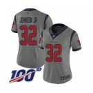 Women's Houston Texans #32 Lonnie Johnson Limited Gray Inverted Legend 100th Season Football Jersey