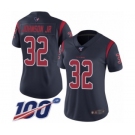 Women's Houston Texans #32 Lonnie Johnson Limited Navy Blue Rush Vapor Untouchable 100th Season Football Jersey