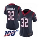 Women's Houston Texans #32 Lonnie Johnson Navy Blue Team Color Vapor Untouchable Limited Player 100th Season Football Jersey