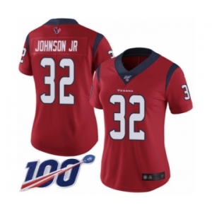 Women's Houston Texans #32 Lonnie Johnson Red Alternate Vapor Untouchable Limited Player 100th Season Football Jersey