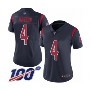 Women's Houston Texans #4 Deshaun Watson Limited Navy Blue Rush Vapor Untouchable 100th Season Football Jersey